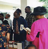 A church group looking at AiG materials