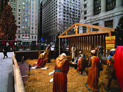 Nativity scene in the city