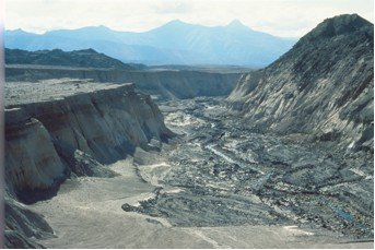 This canyon system, with 100-feet high cliffs, was eroded adjacent to Mount St. Helens in less than a day!