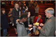 Ken Ham speaking with children