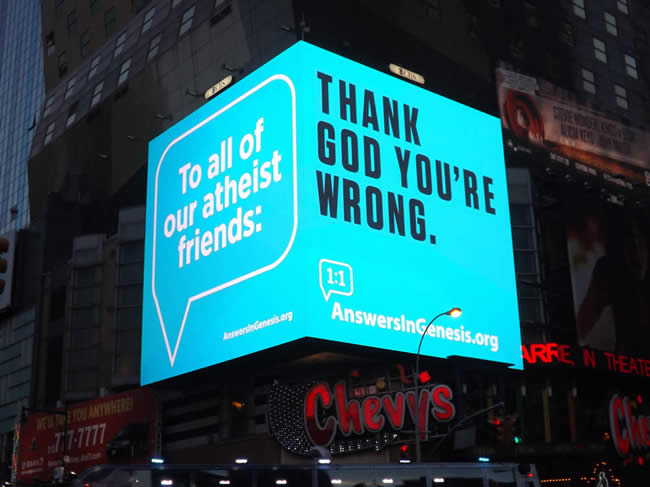 AiG's Striking New Christmas Billboard Now in Times Square