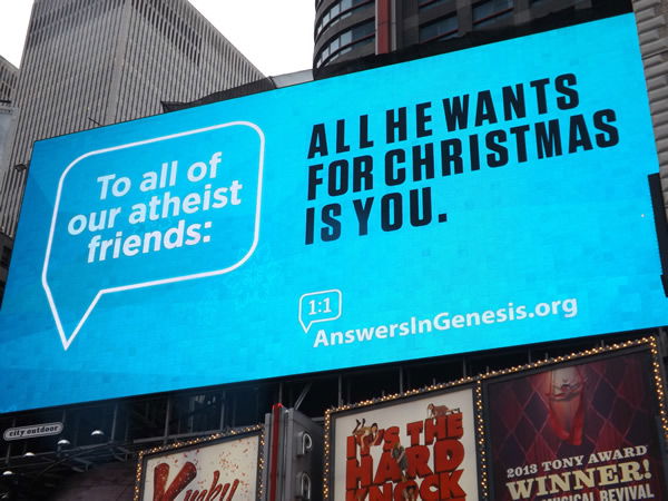 AiG's Striking New Christmas Billboard Now in Times Square!