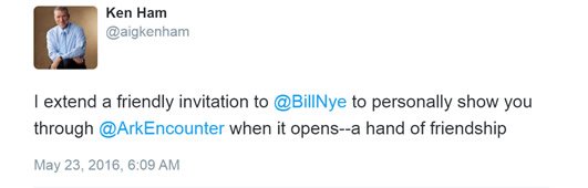 Ken Ham’s Twitter Invitation to Bill Nye