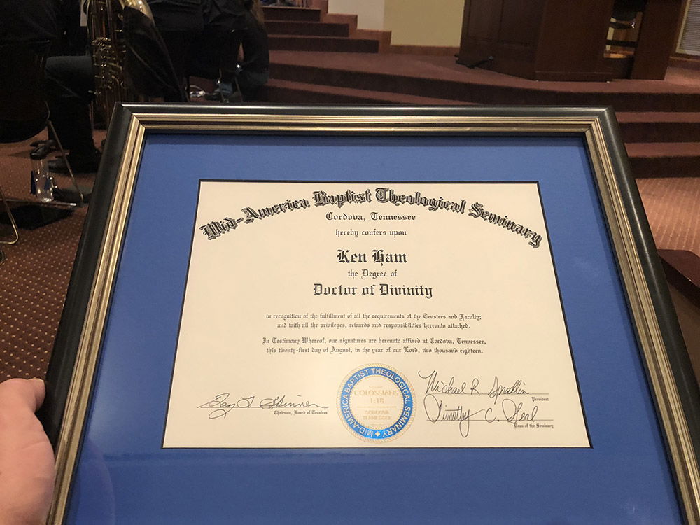 Ken Ham’s honorary degree