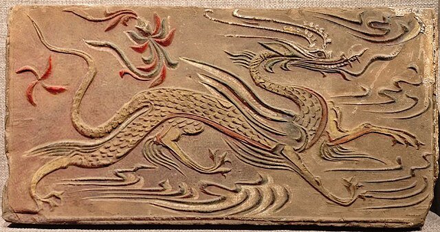 Liu-Song Dynasty brick relief of a winged dragon