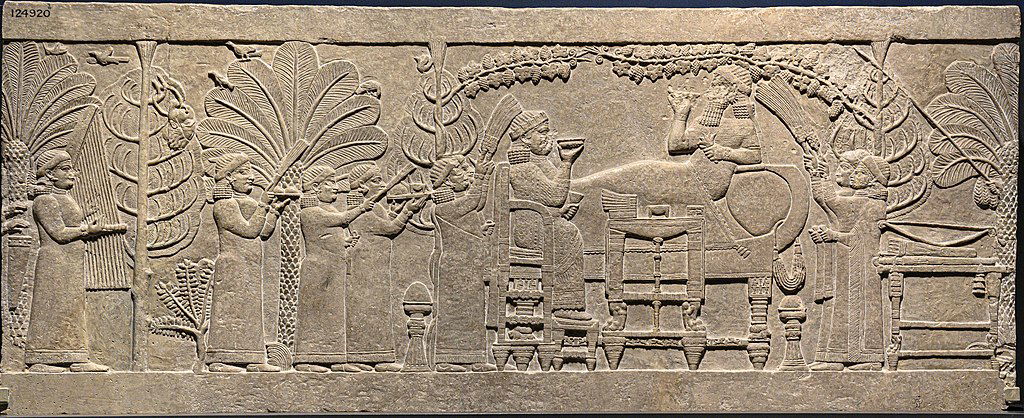 Assyrian Relief of the Banquet of Ashurbanipal From Nineveh Gypsum N Palace British Museum