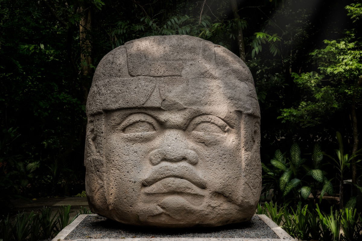 Olmec giant sculpted head