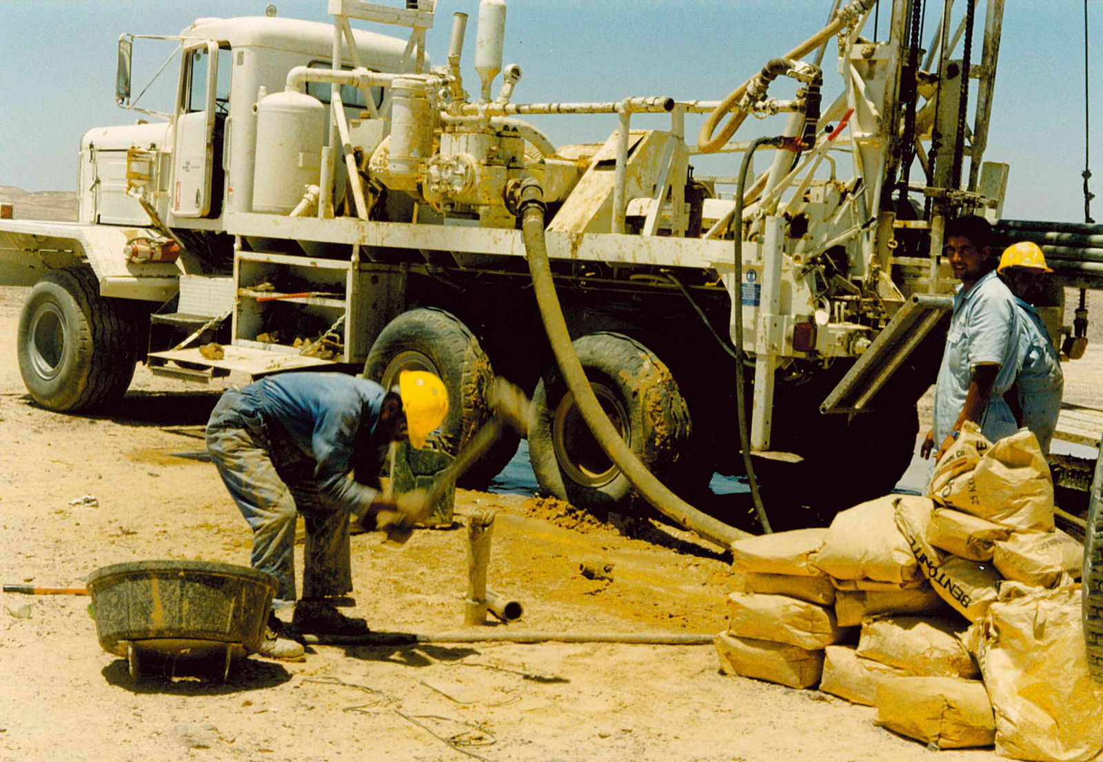 Seismic technicians working