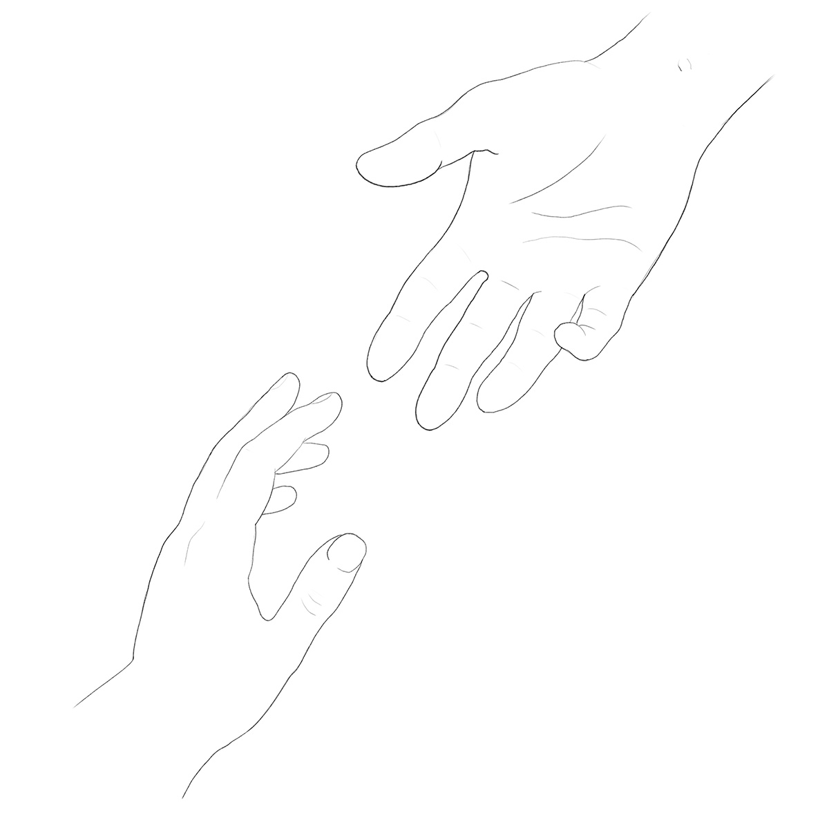 Hand reaching for hand illustration