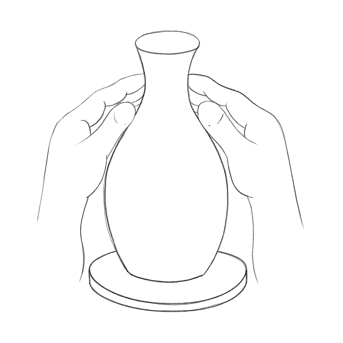 Hands making pottery illustration