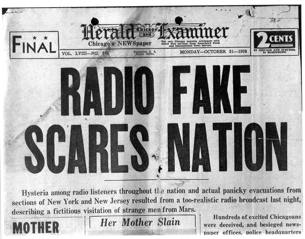 War of the Worlds newspaper headline