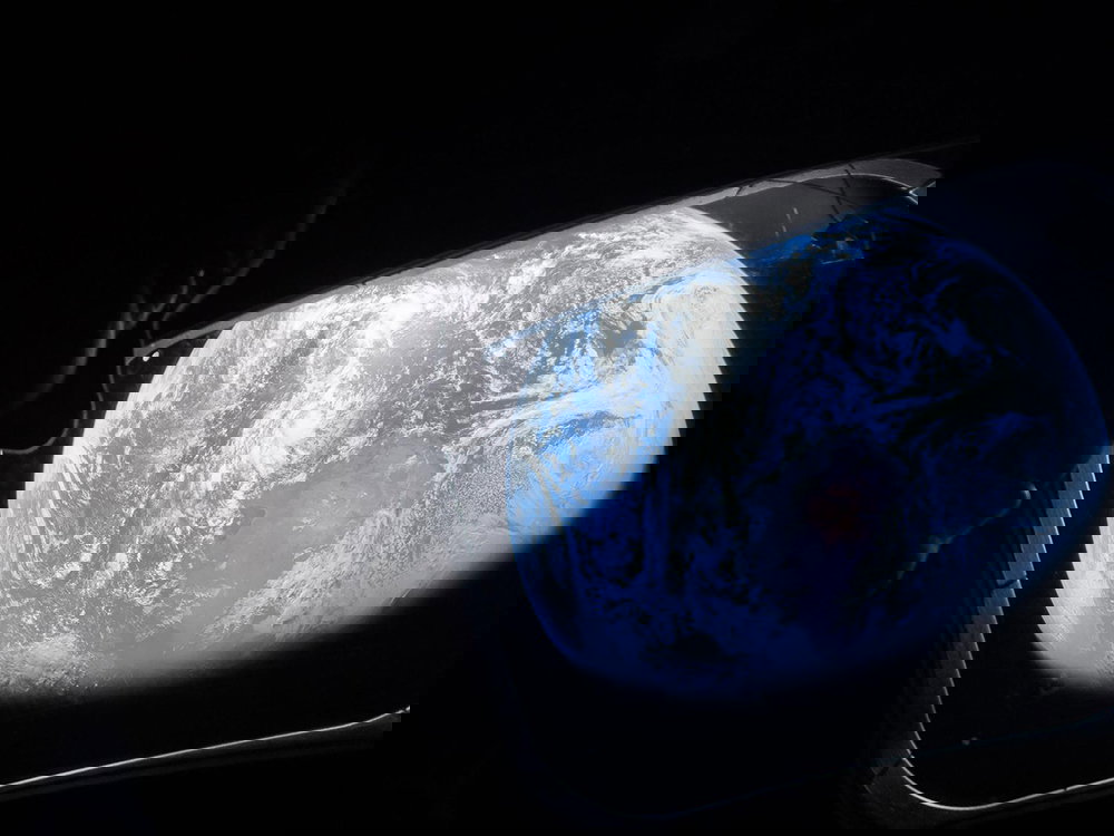 View of Earth through window