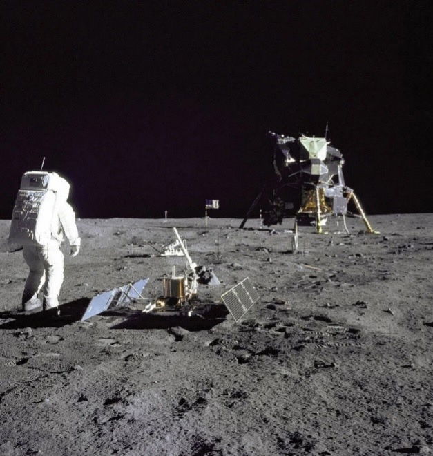 Aldrin during extravehicular activity on the lunar surface