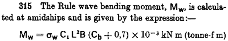 Rule wave bending moment