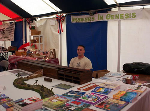 An Answers in Genesis booth at a local fair