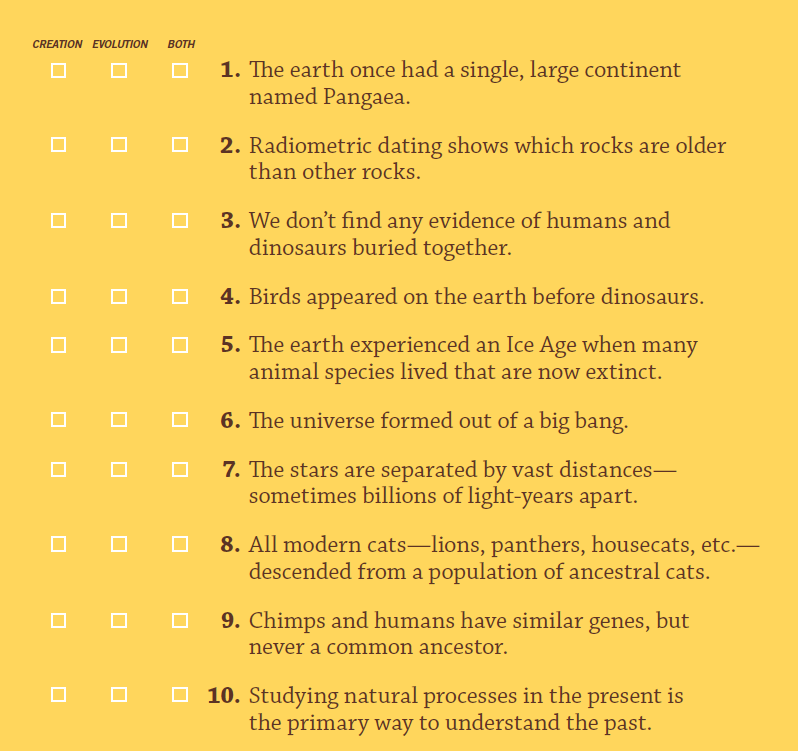 Creation/Evolution Quiz