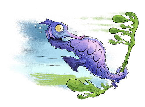 Seahorse with Seaweed