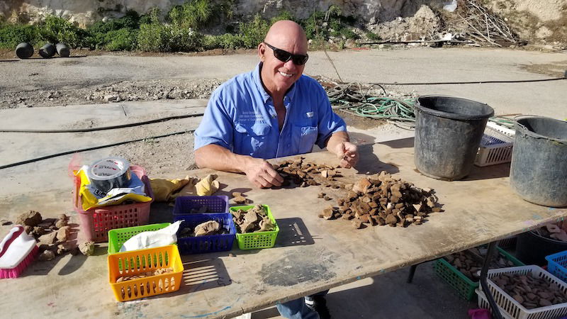 Dr. Scott Stripling during pottery reading at the Mount Ebal altar site in 2019