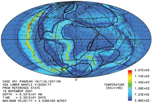 Figure 4: Model of catastrophic plate tectonics after 25 days