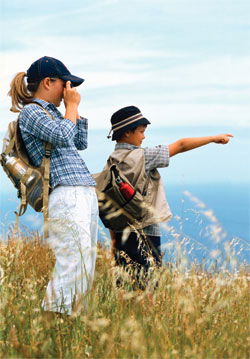 Boy and girl camping