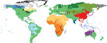 Map depicting language families