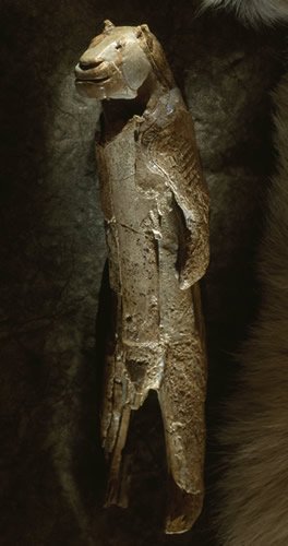 Cro-Magnon carved lion sculpture