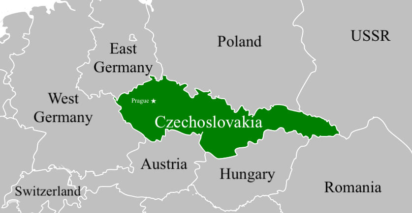 Map of Czechoslovakia 1945 to 1948