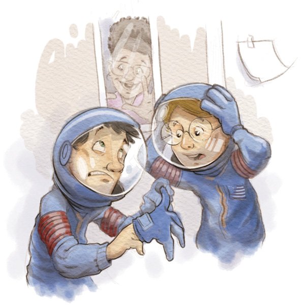 Brandon and Andy in space suits