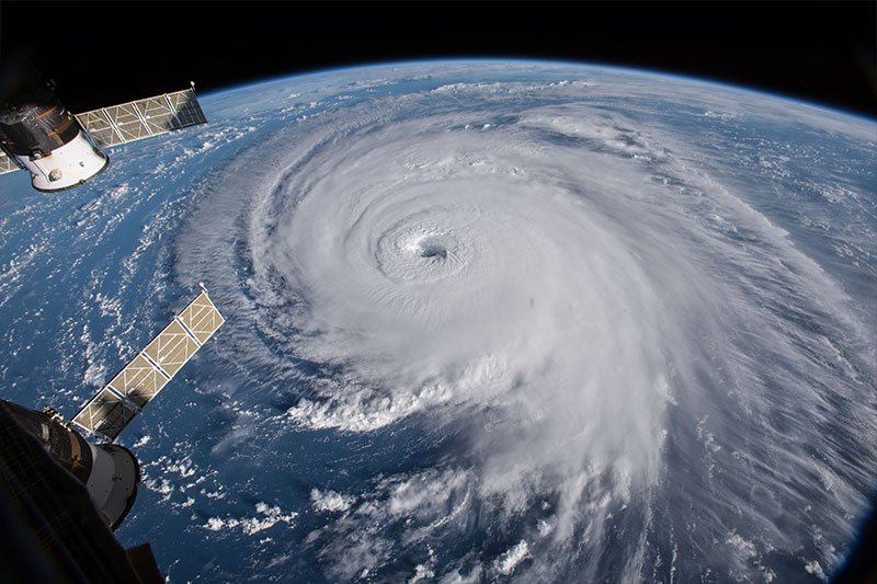 view of hurricane from space