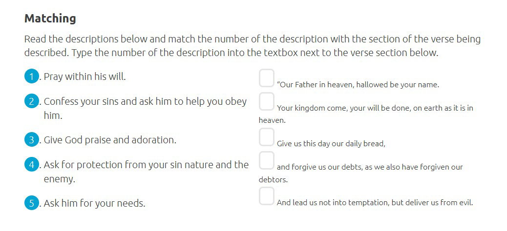 Verse matching game