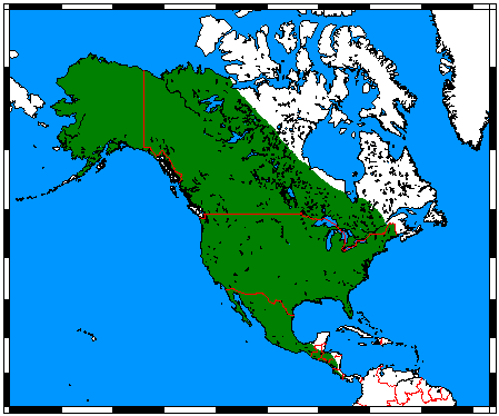 Coyote range map of North America