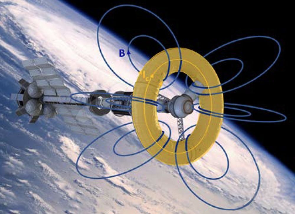 Spacecraft with Magnetic Shield Protection