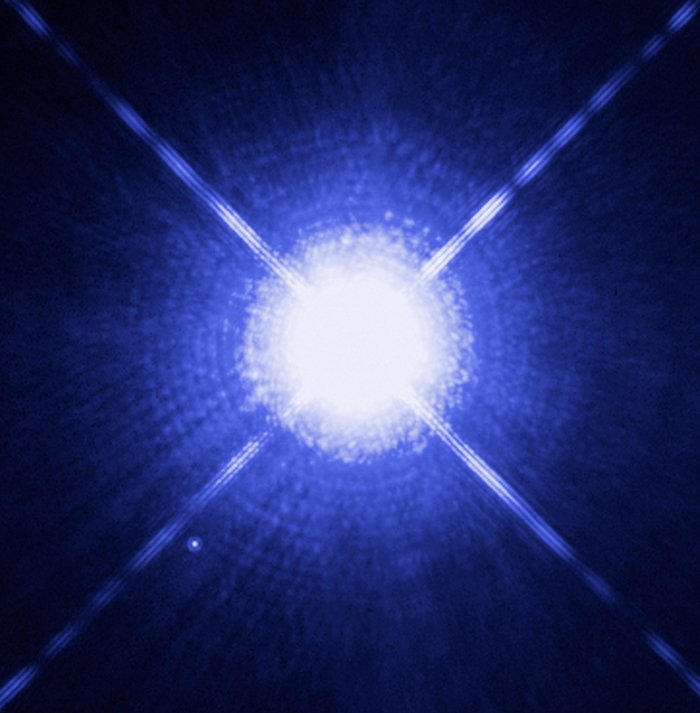 Hubble Space Telescope image of Sirius A and Sirius B