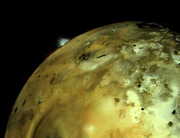Image of volcanic explosion on Io from Voyager 1