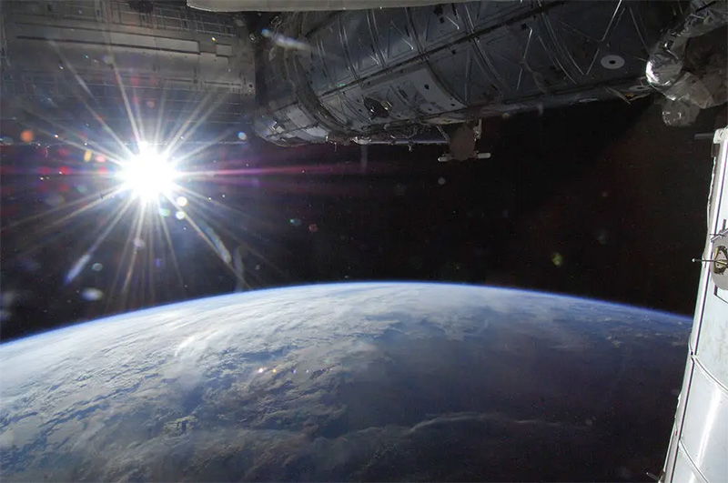 Sun over earth’s horizon taken from ISS