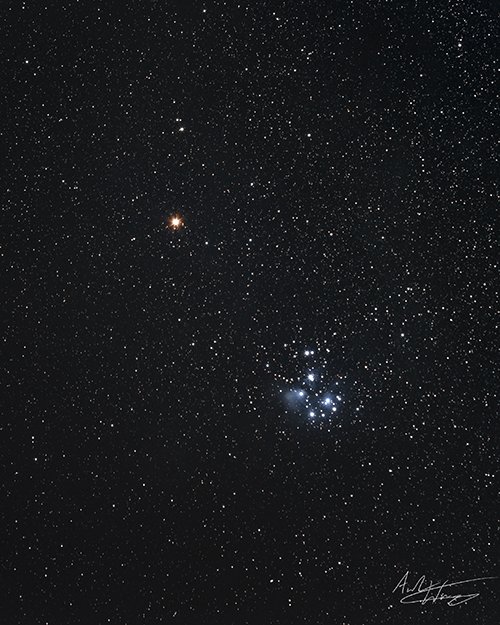 Pleiades Constellation and Mars