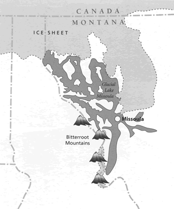 Map of ice sheet and glacial Lake Missoula