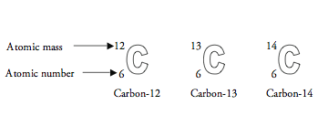 Carbon atomic mass numbers