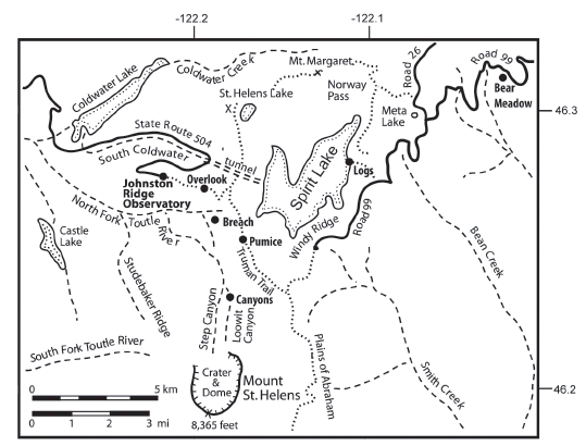 Mount St. Helens map