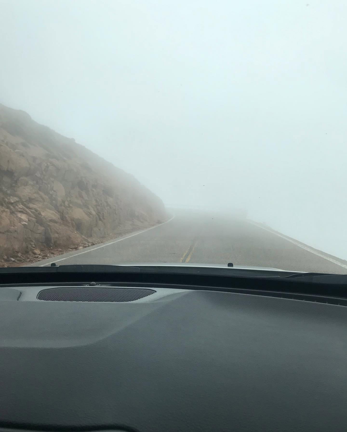 Foggy road up Pike's Peak