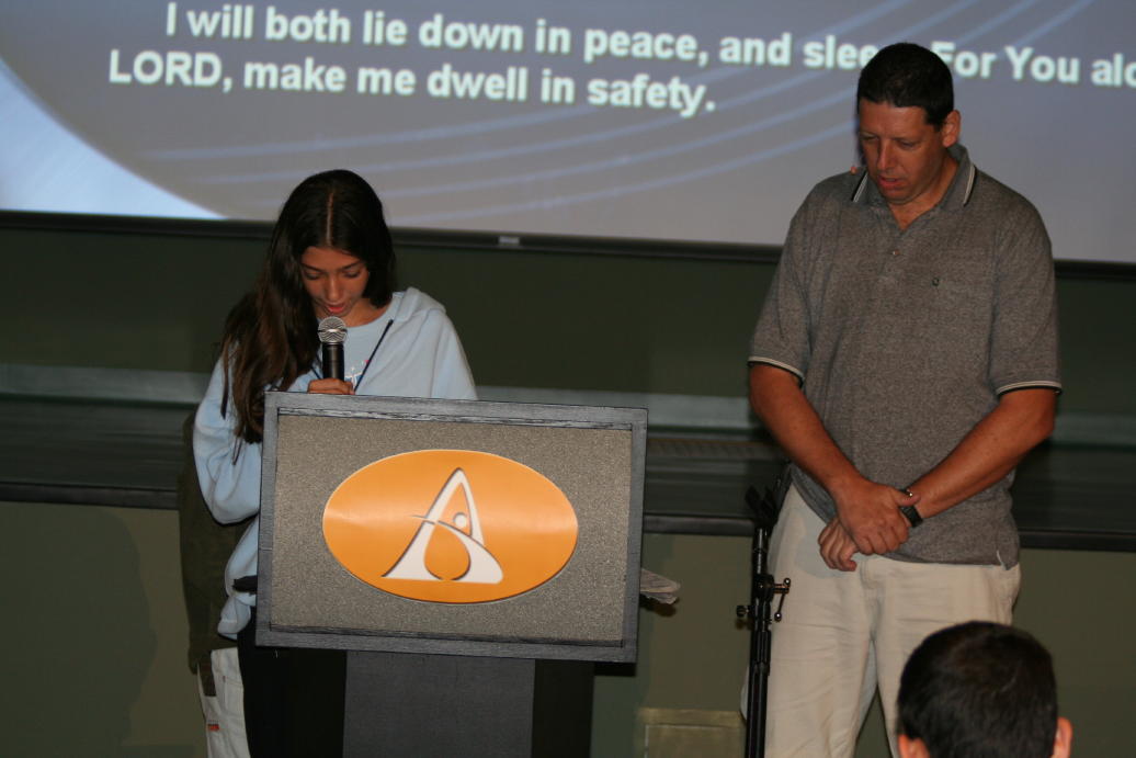 Liel reading Genesis chapter one in Hebrew