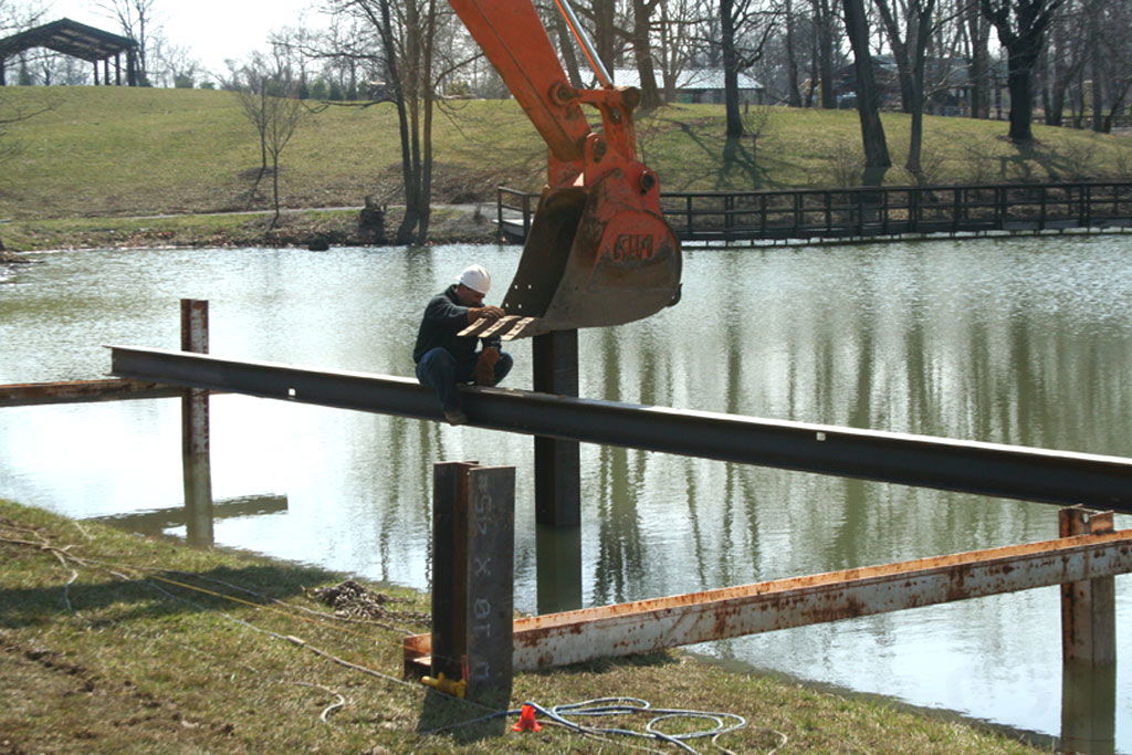 Placing Pylons for gazebo at Creation Museum