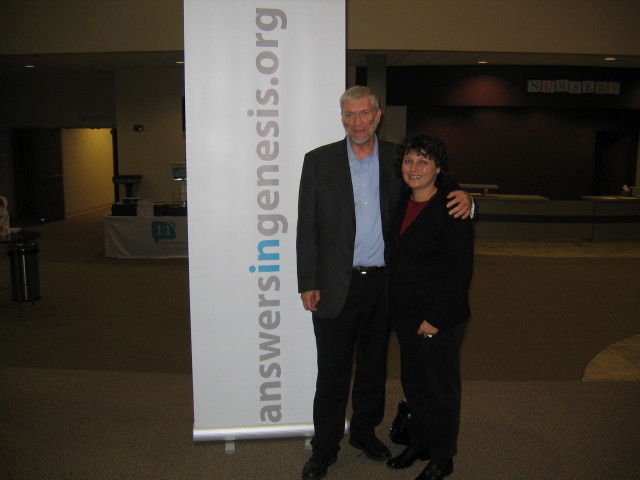 Mally and me in front of one of our new pull-up signs