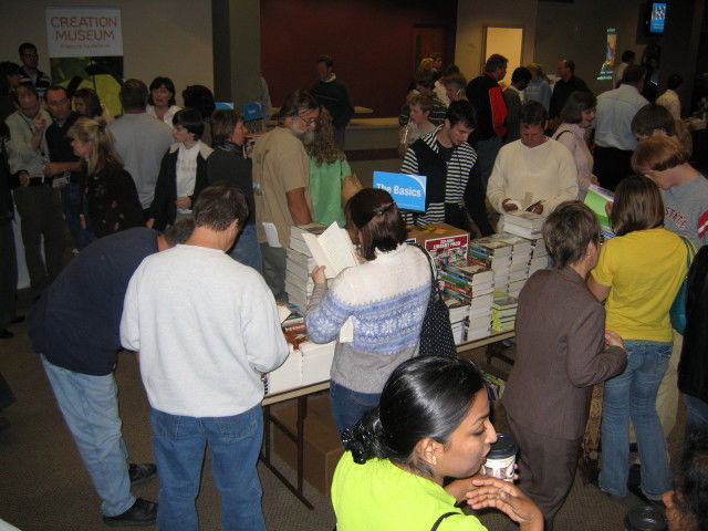 People milling around the AiG resource displays