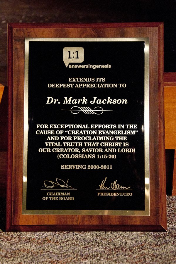 Plaque for Dr. Mark Jackson