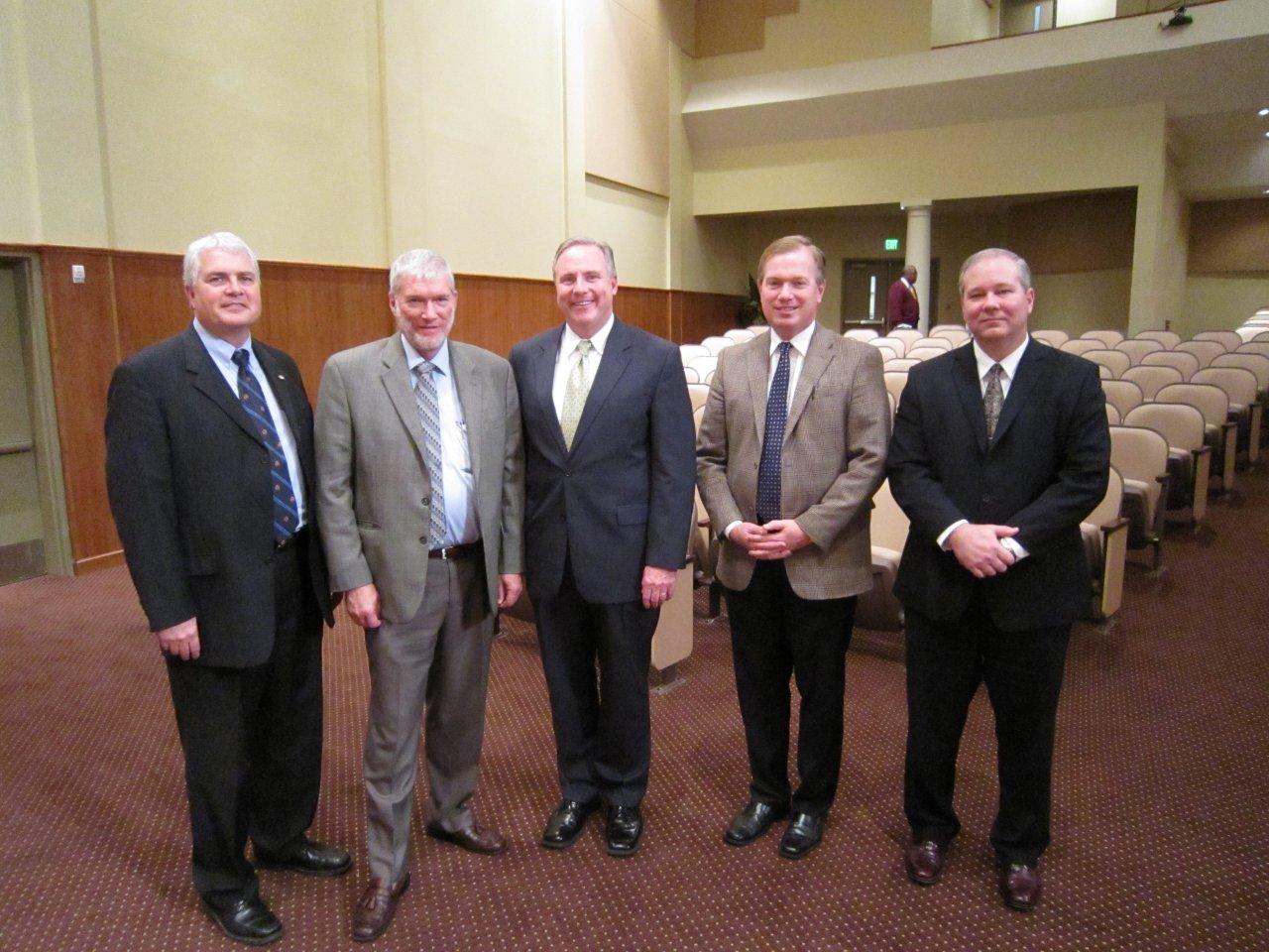 Dr. Timothy C. Seal, vice president for academics; me; Dr. Michael R. Spradlin, president; Dr. Bradley C. Thompson,  executive vice president; and Dr. R. Kirk Kilpatrick, dean of the masters and associates programs