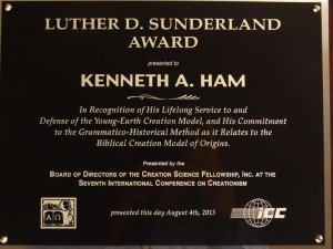 International Conference on Creationism award