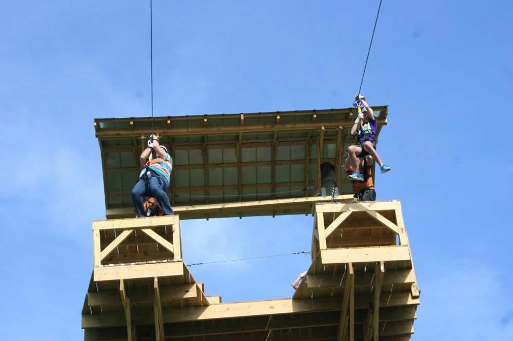 Starting the zip line course