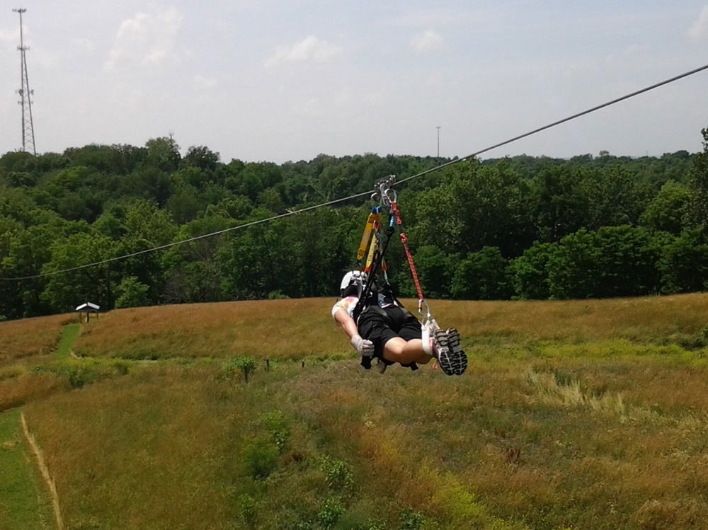 Rider on Mega Zip Line