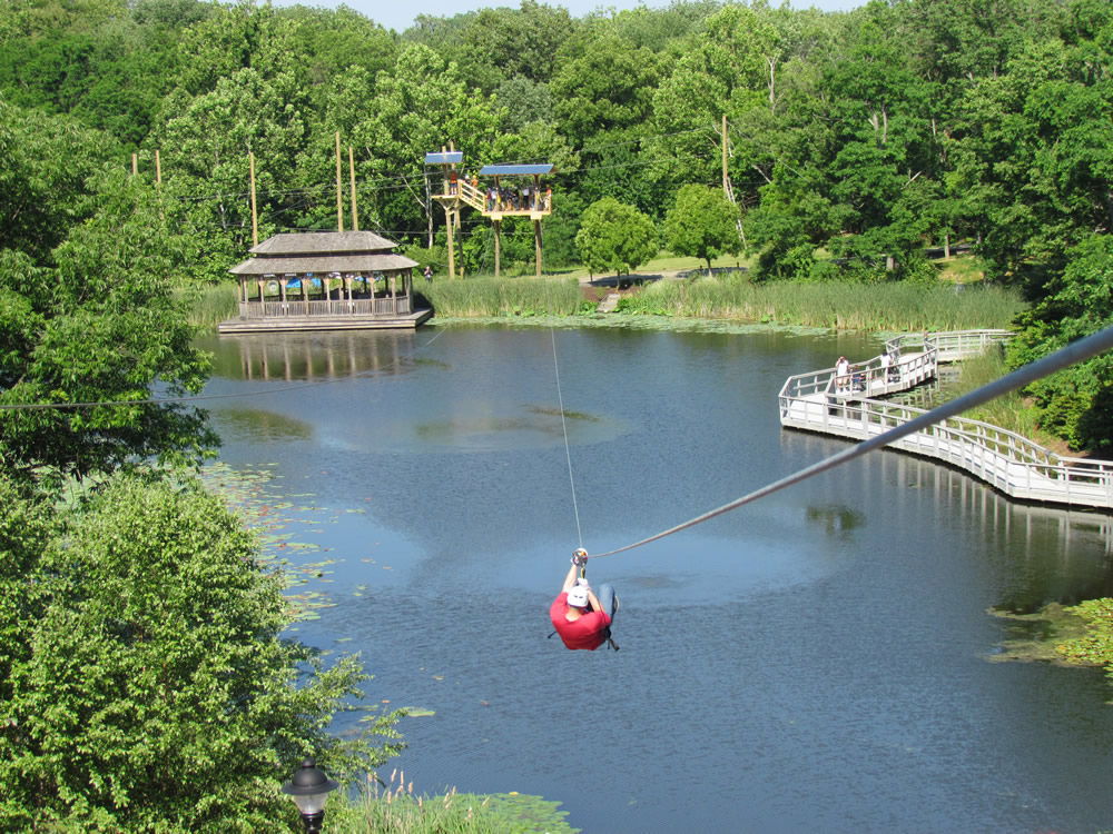 Zip line over lake